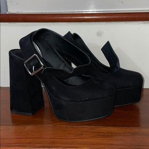 ASOS black suede chunky heels. UK Size 3